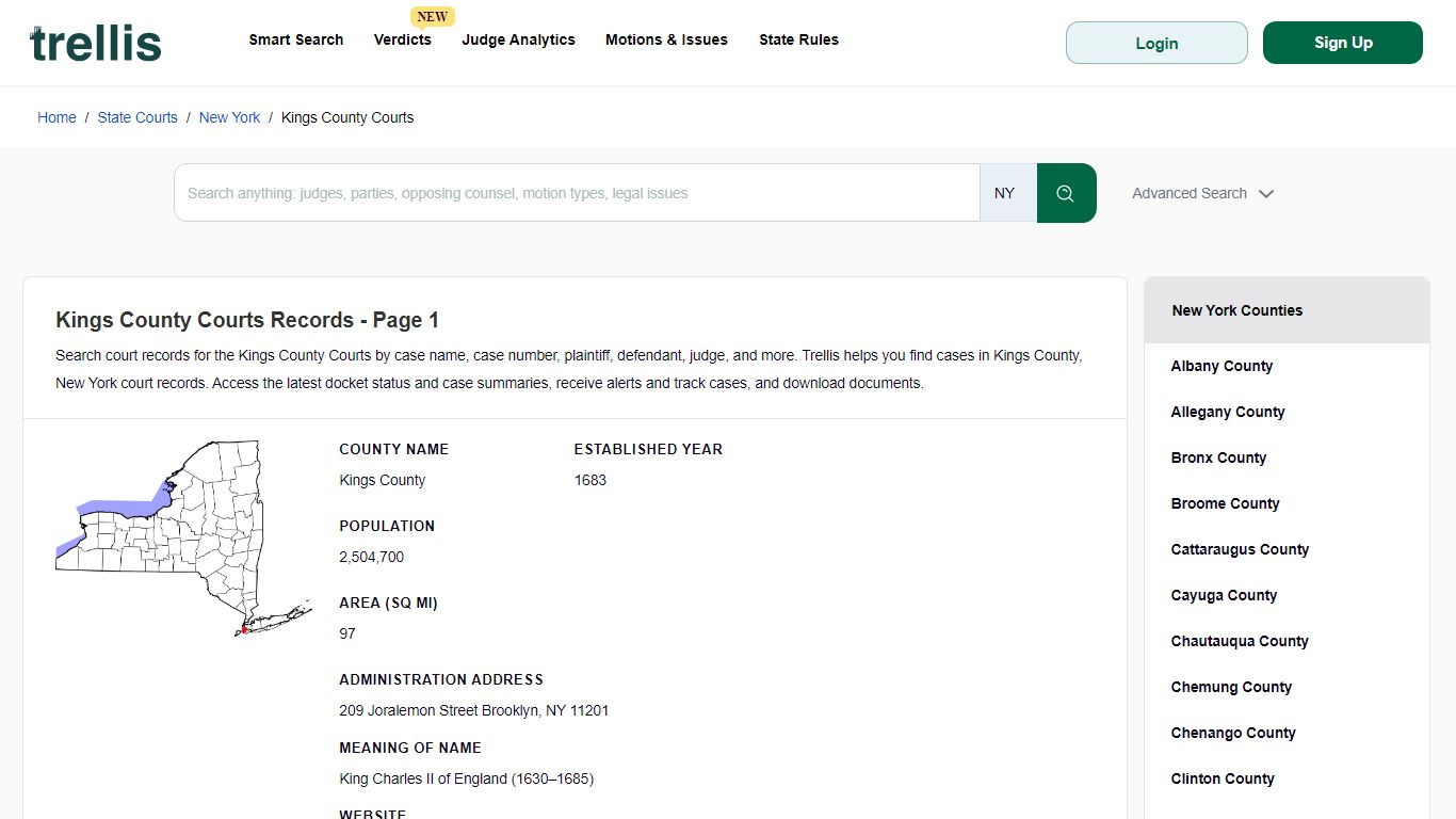 Kings County Court Records | Docket Search New York Page 1 - Trellis